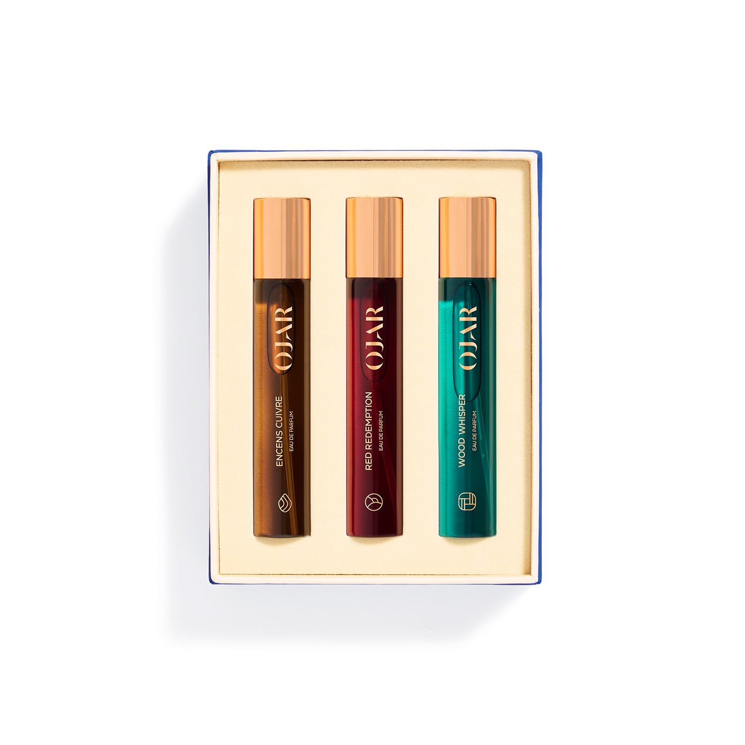 Ojar Coffret 3 x EDP 15ml Iconics, Set geöffnet